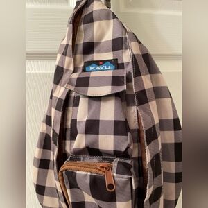 KAVU Checkered Gingham Black and Cream Sling Bag